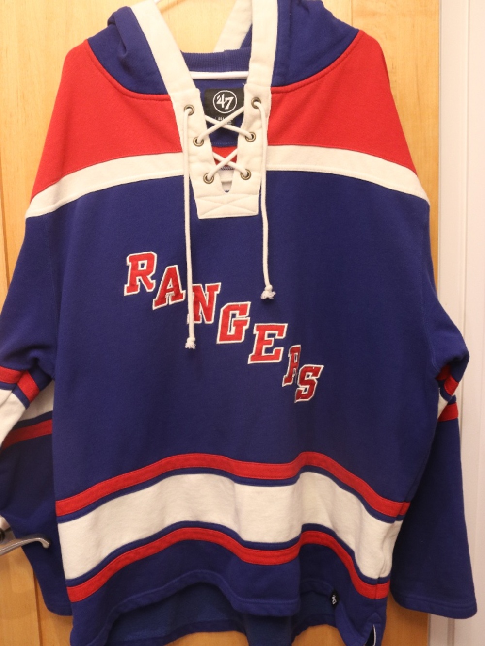 '47 Brand NHL New York Rangers Superior Lacer hoodie, #13 Lafreniere, Size XXL